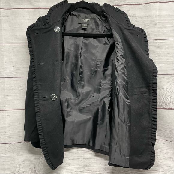 Ann Taylor Factory Black Wool Blend Peacoat Jacket Size Petite M - Picture 7 of 13